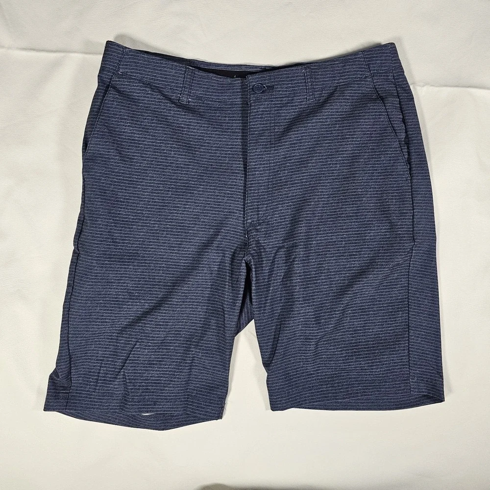 Bollé Mens Golf Shorts‎ Size 36 Navy Blue Striped Stretch Performance Chino